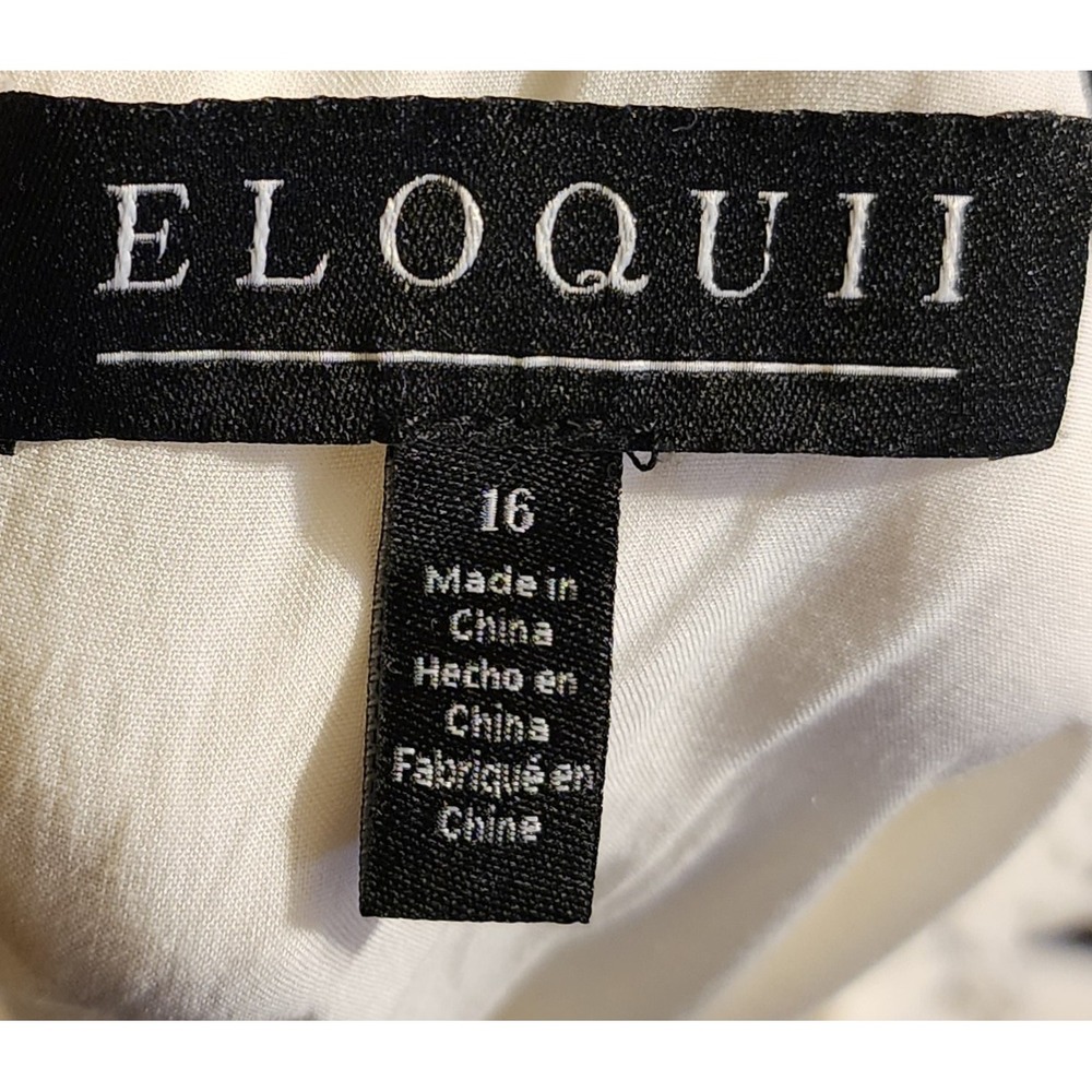 Eloquii White Textured 3D Floral Pom Pom Maxi Dress Size 16 Square Neck Boho - Picture 4 of 7
